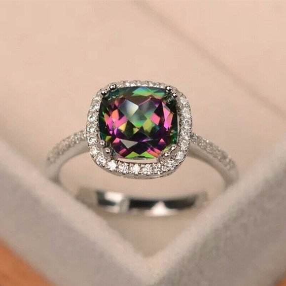Jewelry - Elegant 925 Silver Mystic Topaz Ring New